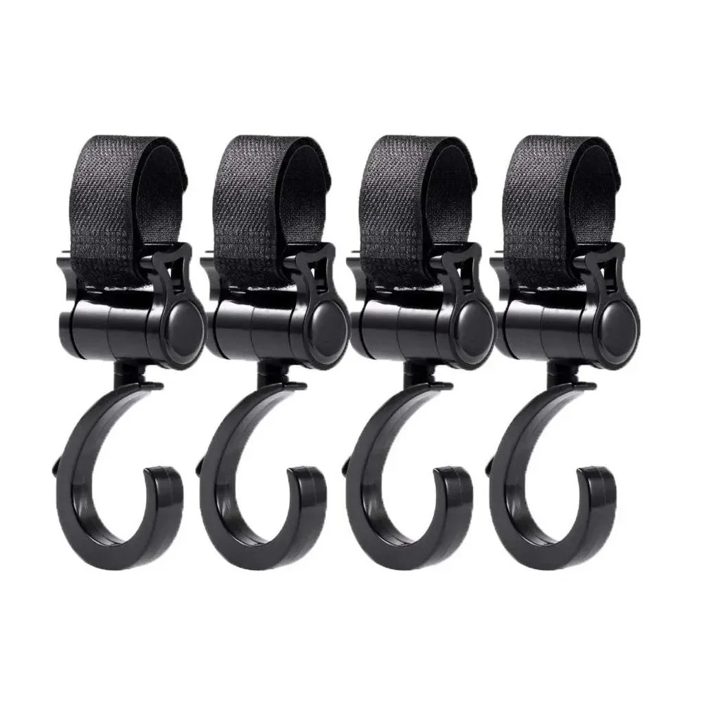 Crochet multifonction portable 4 pièces Noir pour poussette sac à langer torchon suspension murale ajustable m