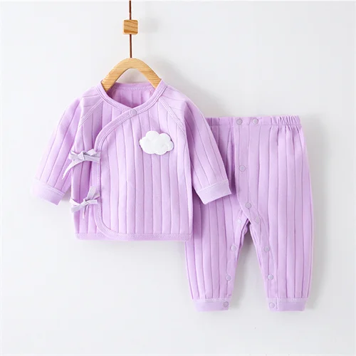 Ensemble printemps nouveauné fille et garçon veste et pantalon manches longues tissu coton doux sécurité usage