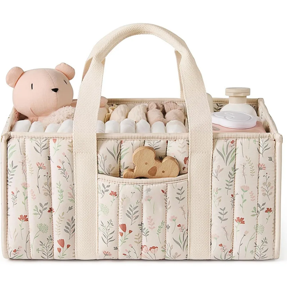 Organisateur floral bébé grande capacité rangement portable essentiels couches lingettes jouets style moderne 