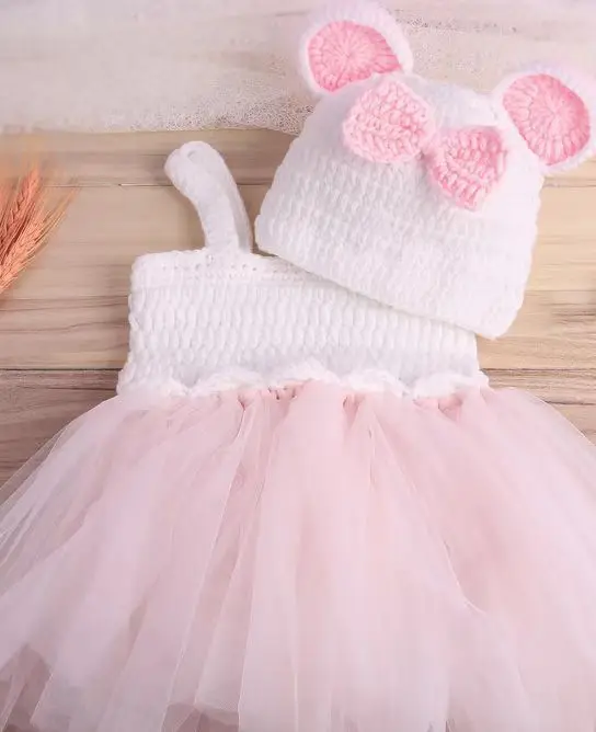 Ensemble 2 pièces pour bébé nouveauné robe photo bébé fille et garçon bonnet en tissu doux tenue photo Fotogra