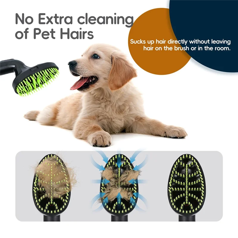 Brosse toilettage chiens aspiration intégrée brosse antipoil design ergonomique compatible aspirateur toiletta