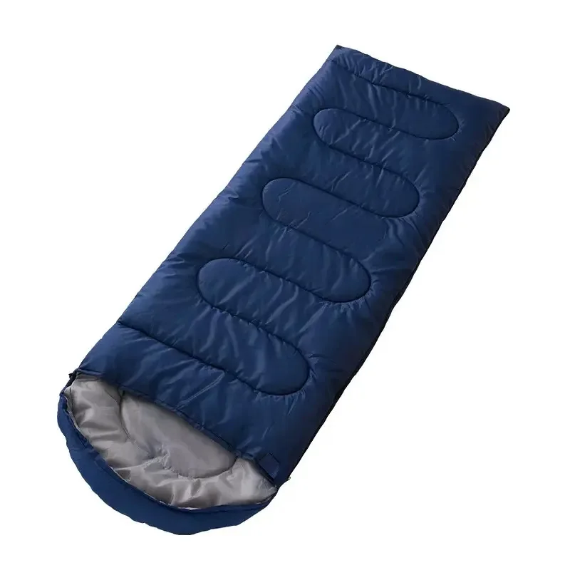 Sac de couchage camping hiver adulte polyester doux isolation extérieure intérieure bleu marine moderne campin