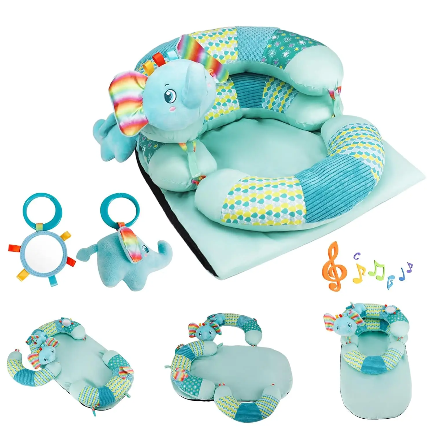 Tapis de soutien du ventre 3 en 1 pour bébé oreiller assis jouets tapis de jeu sensoriel cadeau bébé fille et 