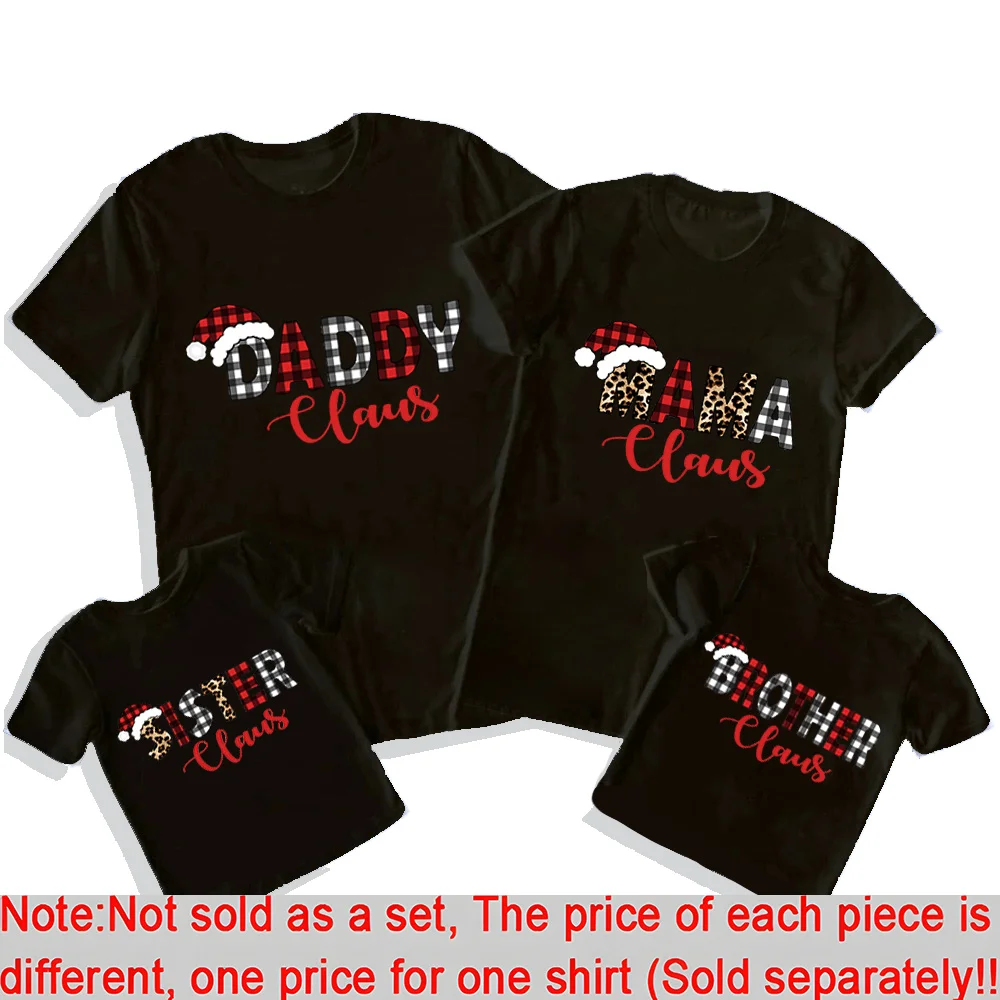 Tshirt Noël famille DADDY Claus MAMA Claus BROTHER Claus SISTER Claus tshirt décontracté coton vacances cadeau