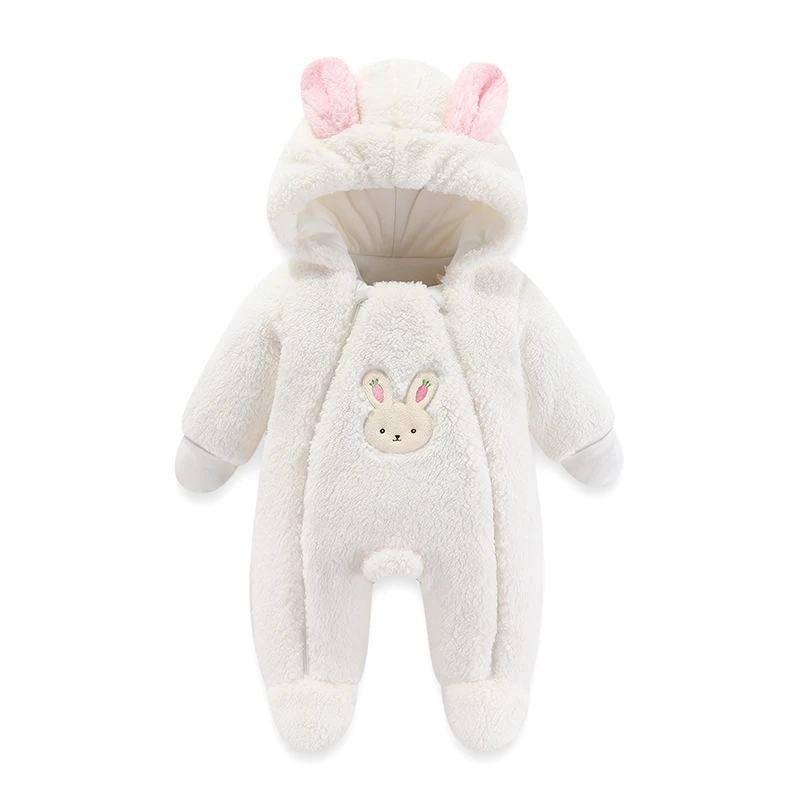 Combinaison hiver bébé fille design lapin capuche oreilles roses 012M vêtement chaud confort style adorable