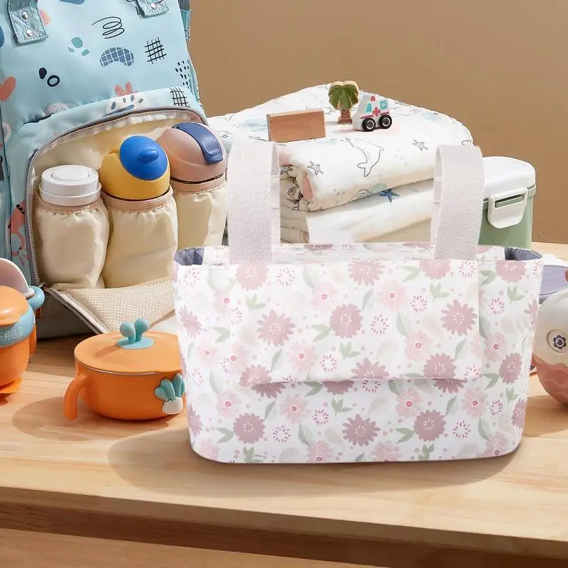 Sac de rangement bébé sac à langer floral 组织便携 多 compartiments handle robustes design doux usage quotidien pou