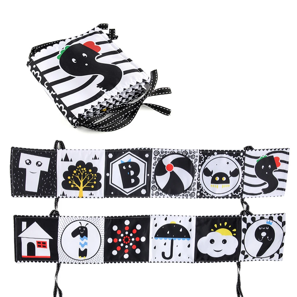 Livre en tissu sensoriel pour bébé 03 ans jouets éducatifs contraste noir et blanc développement sensoriel tex