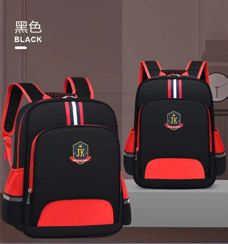 Sac à dos léger et étanche pour enfants cartable durable avec sangles réglables design sportif noir et rouge
