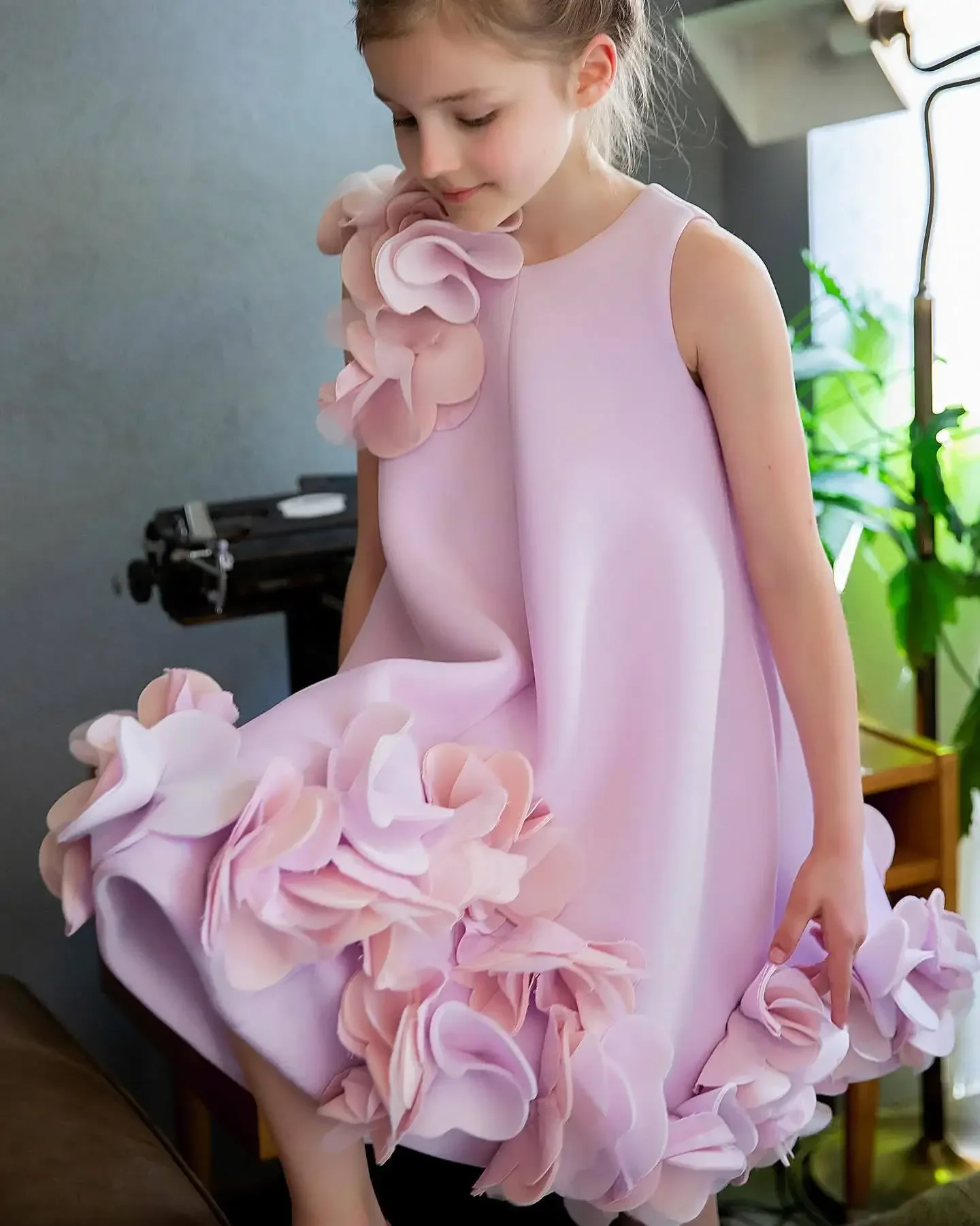 Robe princesse girly pour bébé fille style floral sequins col V sans manches léger respirant rose 03 ans vêtem