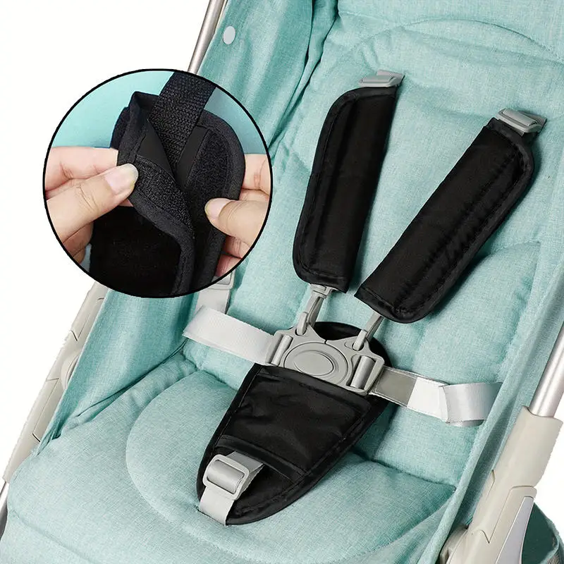 Ensemble d'épaulières pour poussette bébé coussins d'épaule sécurisés doux longs ceinture noire confort et pra