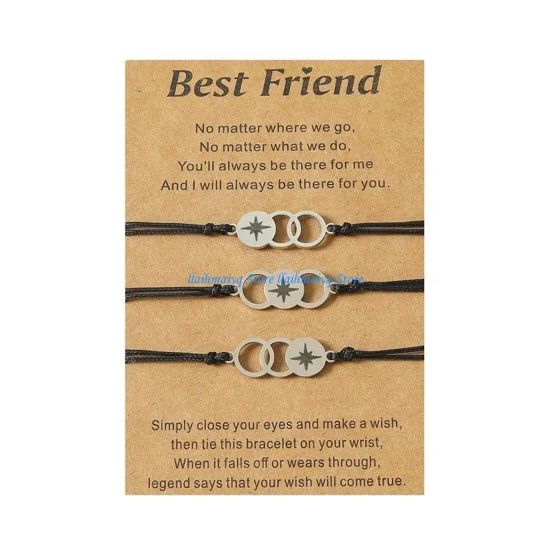 Bracelets d'amitié assortis en acier inoxydable pour famille amis maman