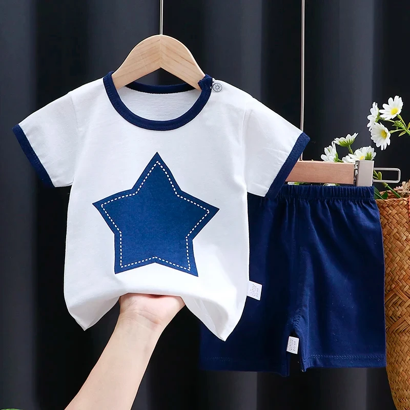 Ensemble vêtements bébé garçon/fille TShirt short coton été motif