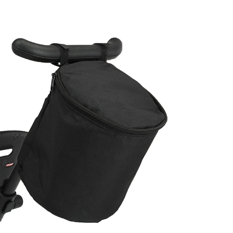Sac de voyage pour poussette grande capacité cylindrique noir résistant à l'eau fermeture éclair sangles fixat