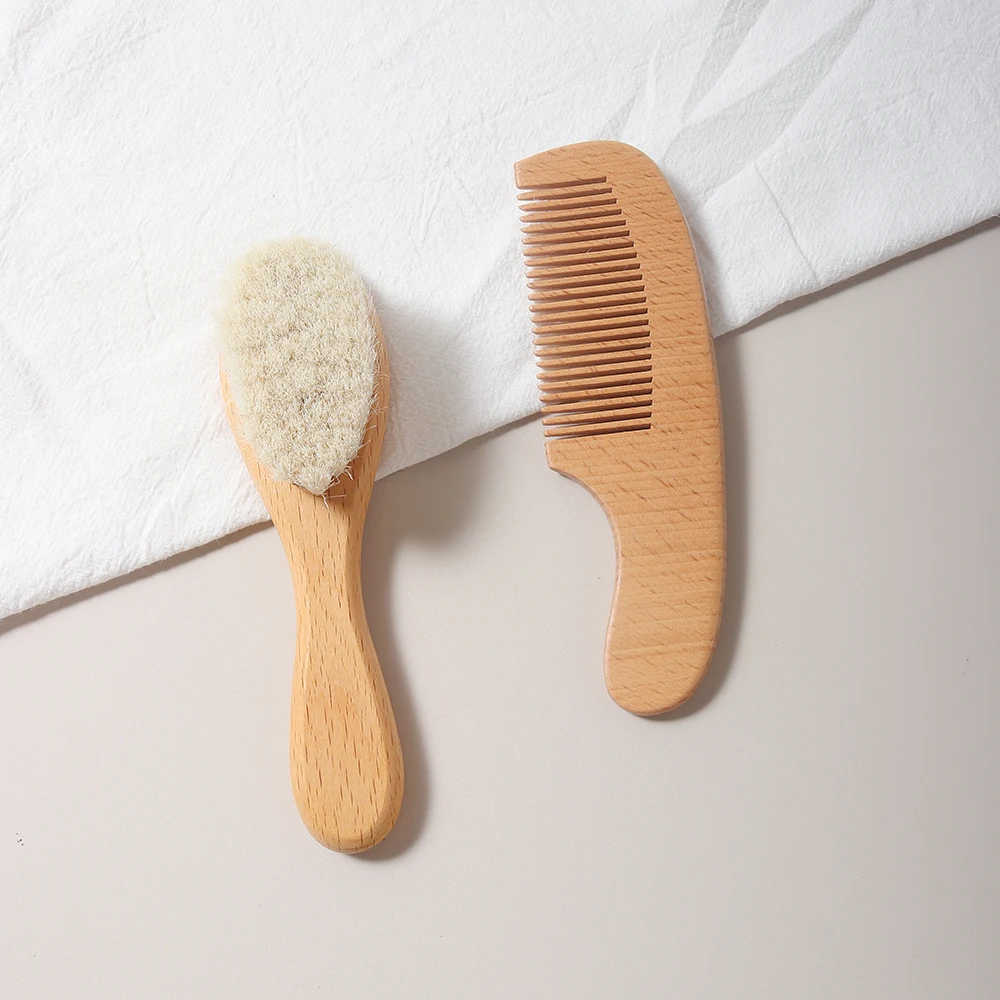 Brosse à cheveux en bois de hêtre pour bébé peigne de massage accessoire naturel douceur pour cheveux fins soi