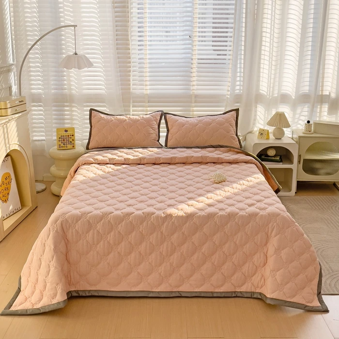Couvrelit matelassé style écossais linge de lit doux en coton housse de lit respectueuse de la peau 套件 incluan