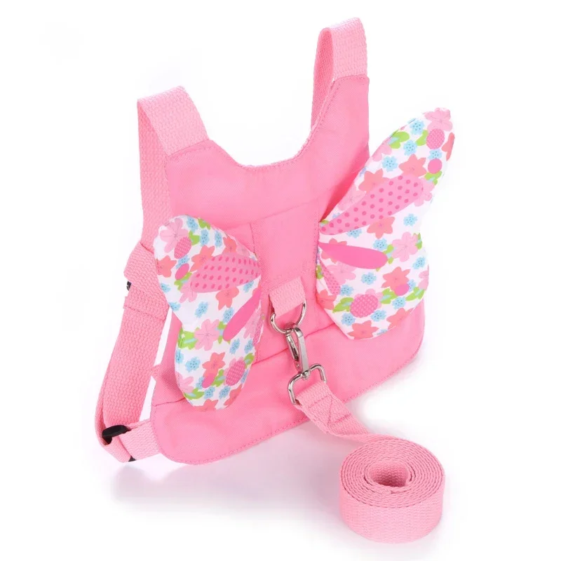 Harnais de sécurité pour enfant sac à dos antiperte laisse rétractable design papillon rose accessoire bébé 13