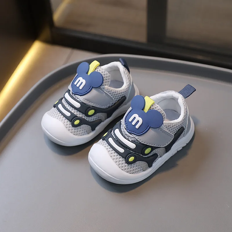 Baskets Souples Respirantes pour Enfant Chaussures Sport avec Bandes Élastiques et Tirette Design Coloré Léger