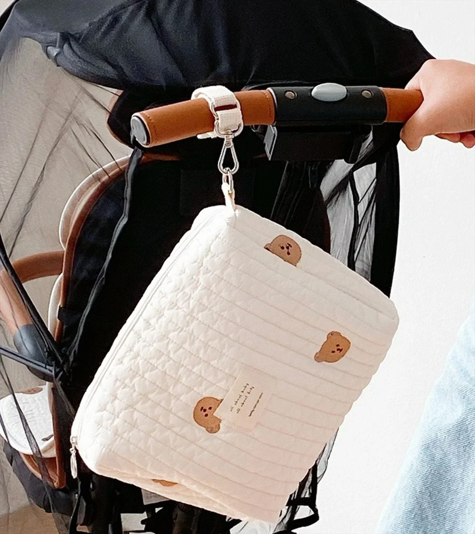 Sac à couches portable pour poussette caddie matelassé organizateur brodé sacs pour maman accessoires bébés sa