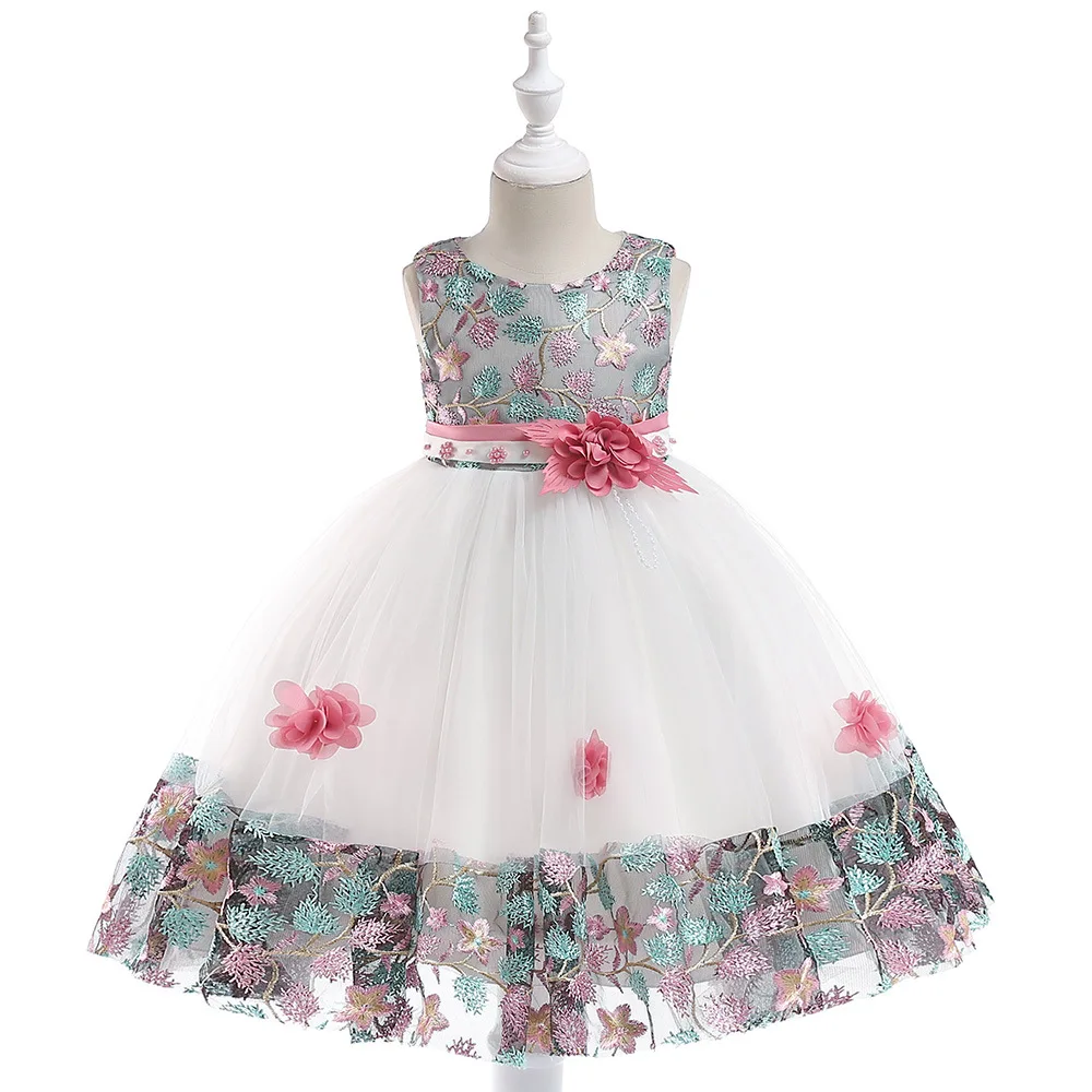Robe de soirée pour filles robe brodée fleurs princesse mariage baptême