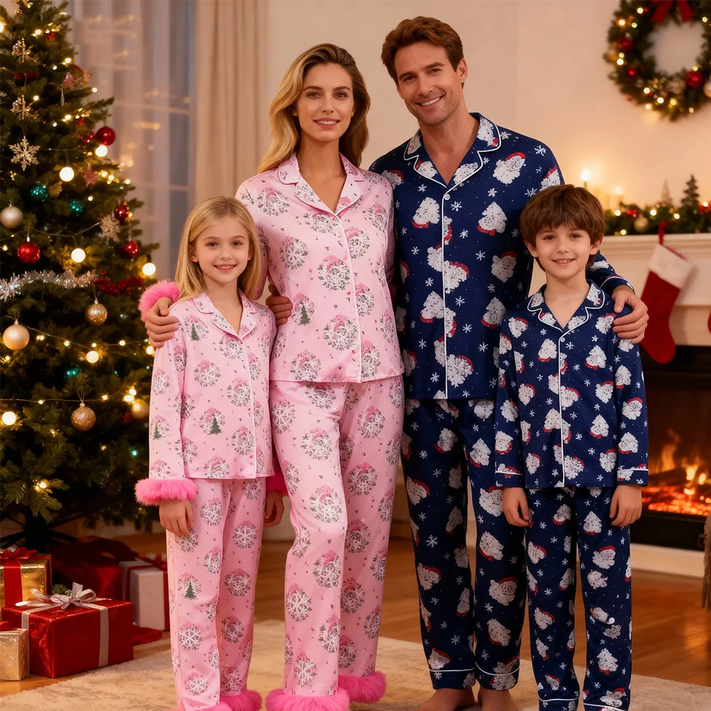Pyjama de Noël assorti famille parentenfant imprimé Père Noël polyester