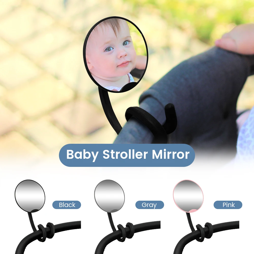Miroir de poussette bébé 360° ajustable Vision panoramique Pied en silicone antiglisse Matériau incassable Des