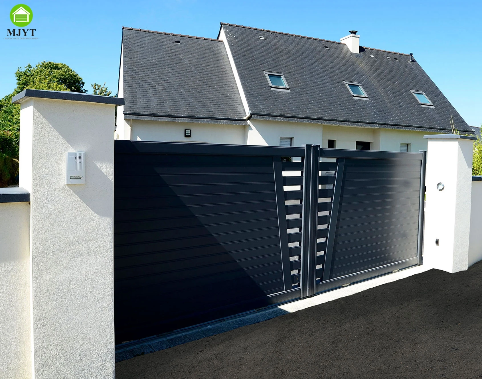 Porte de jardin en aluminium et acier moderne sécuritaire couleur noire