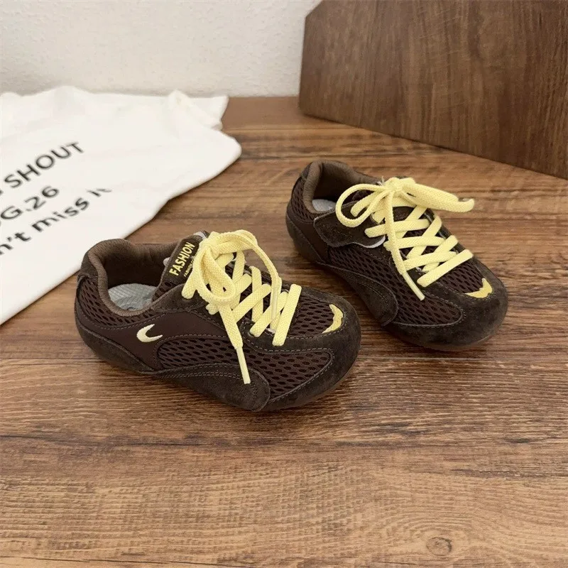 Chaussures de sport enfants FASHOUT baskets rétro antidérapantes semelle caoutchouc tige maille daim couleurs 