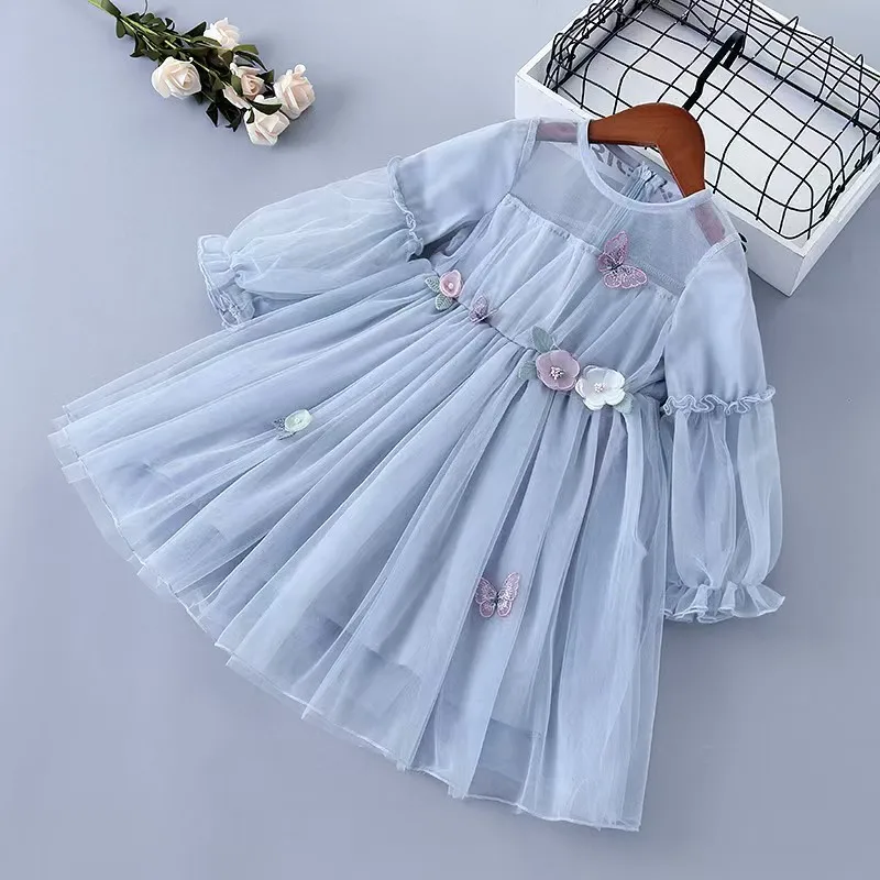 Robe princesse en tulle floral pour filles printemps automne occasions