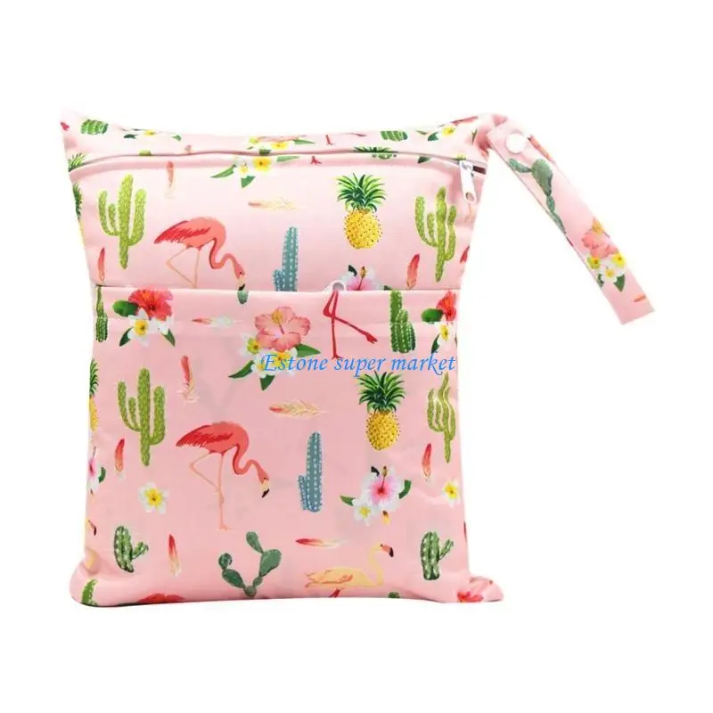 Sac à couches bébé imprimé dessin animé 090B main imperméable fermeture éclair poussette transport ostrich