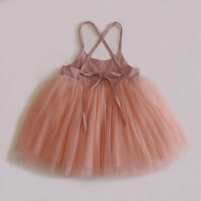 Robe d'été pour bébé fille tutu en tulle et satin tenue de fête 024 mois rose pêche