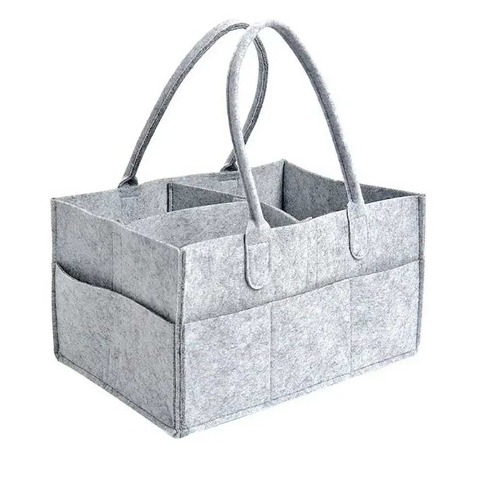 Sac de rangement bébé portable organizer de couches en feutre boîte de rangement pliable et durable poignées l