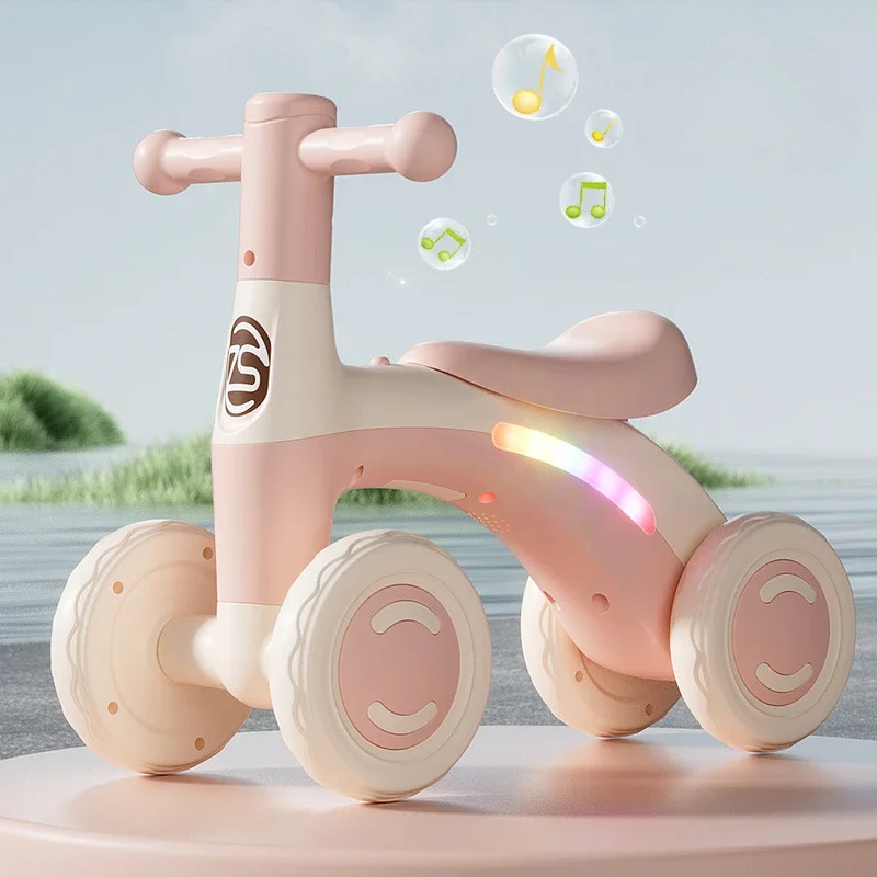 Vélo d'équilibre Antibasculement pour bébé 13 ans planeur silencieux 4 roues jouet entraînement toutpetits rou