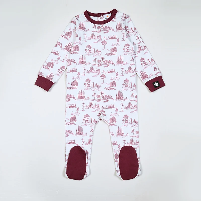 Pyjama bébé longues manches imprimé paysage coton doux boutons pression