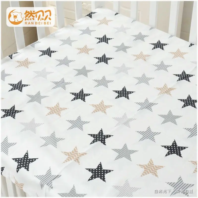 Draphousse pour lit bébé RAN BEIBEI motif étoiles 105x60 cm coton elastique sécuritaire style moderne hypoalle