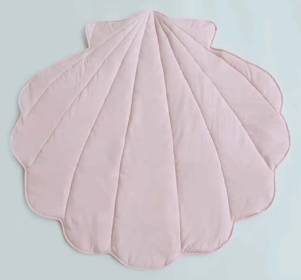 Tapis de jeu coquille en polyester doux bébé style nordique rose pastel chambre d'enfant déco cosy usage multi