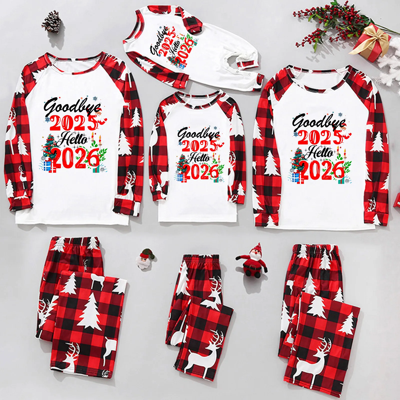 Ensemble pyjama enfants Noël motif renne et sapin doux confortable style festif matériau coton cadeau idéal fa