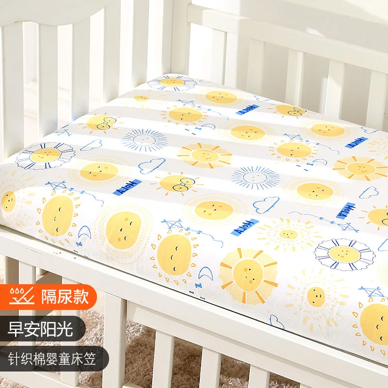 Coussin de berceau en coton 120x60cm pour bébé housse matelas imperméable respirante motifs soleil jaune lavab