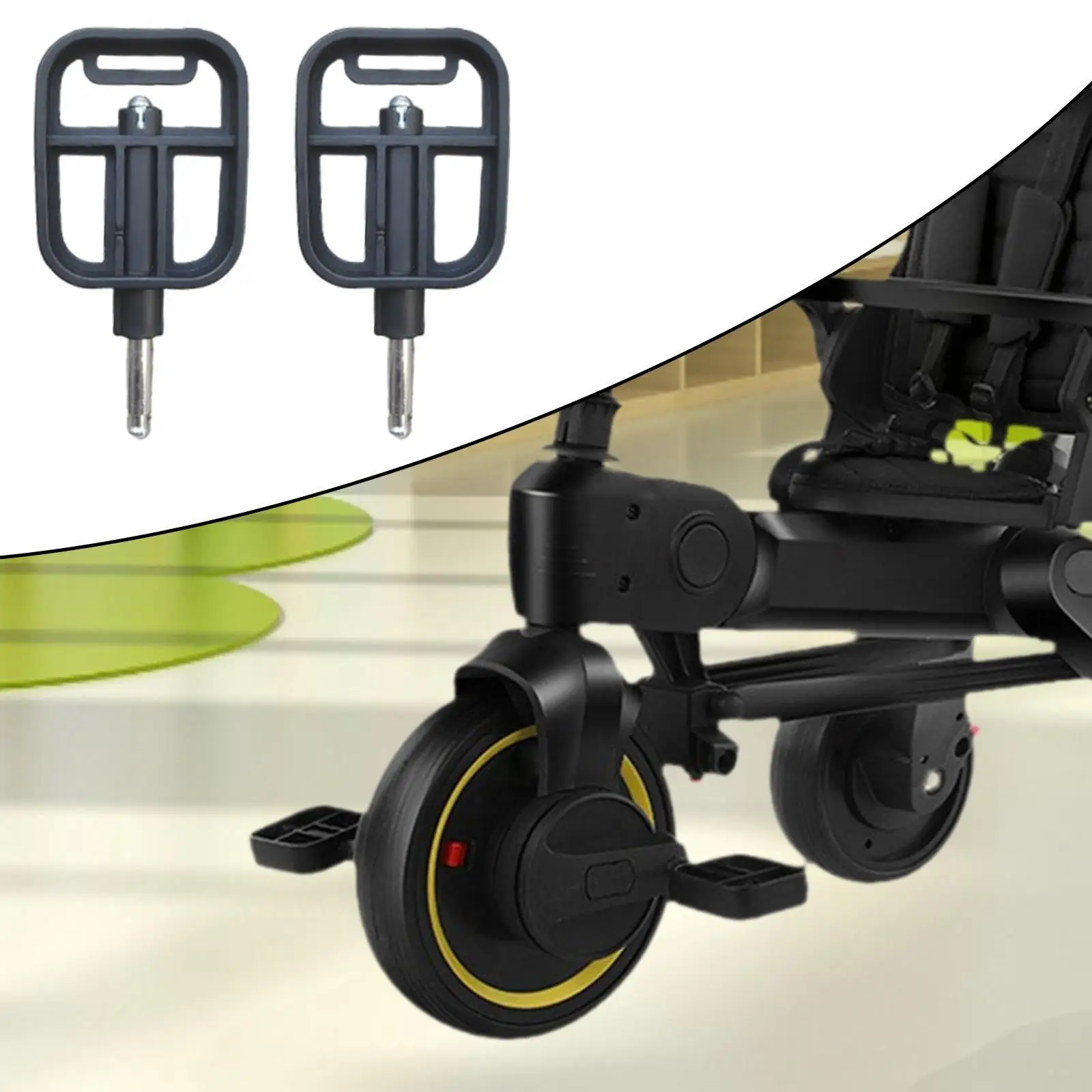 2 Pédales pour Tricycle Poussette Bébé Accessoire AntiDérapant Matériau Plastique Facile à Installer Sécurité 