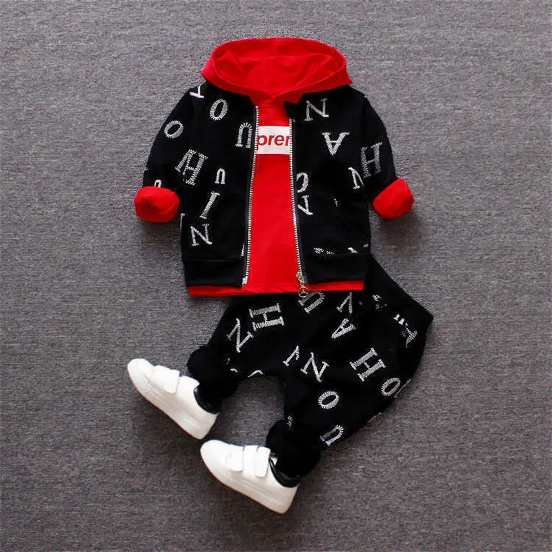 Ensemble bébé printemps automne hiver hoodie pantalon style décontracté 3 pièces vêtements enfants 38 ans cott