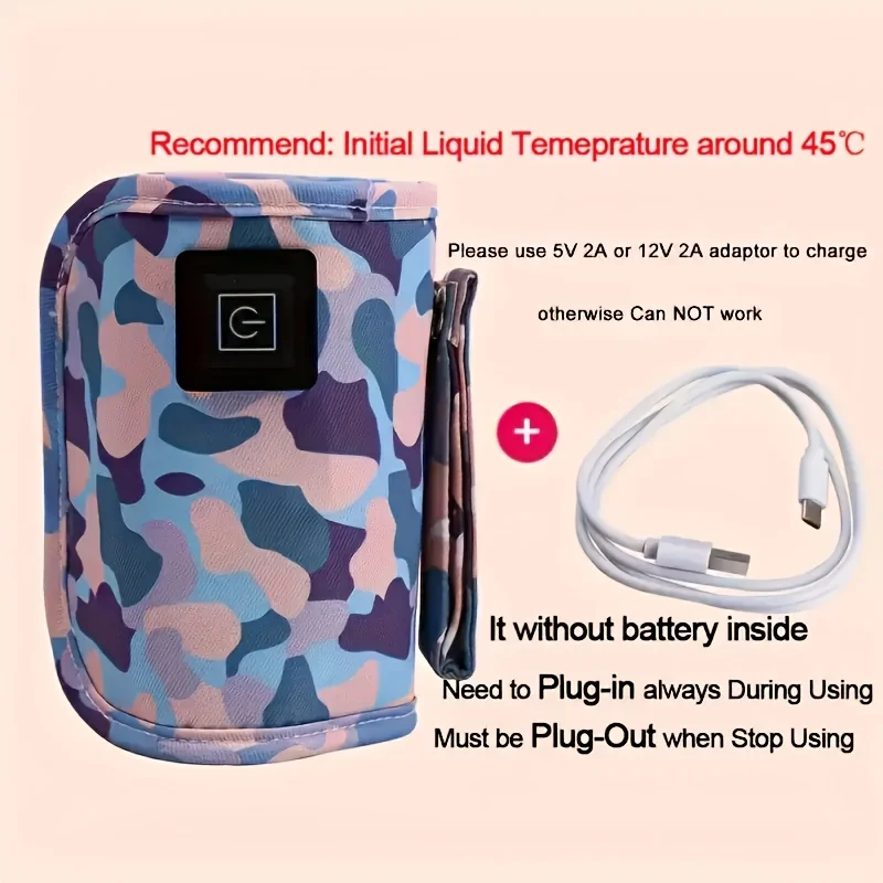 Chauffebiberon USB isolé design camouflage compact voyage bébé sécurité