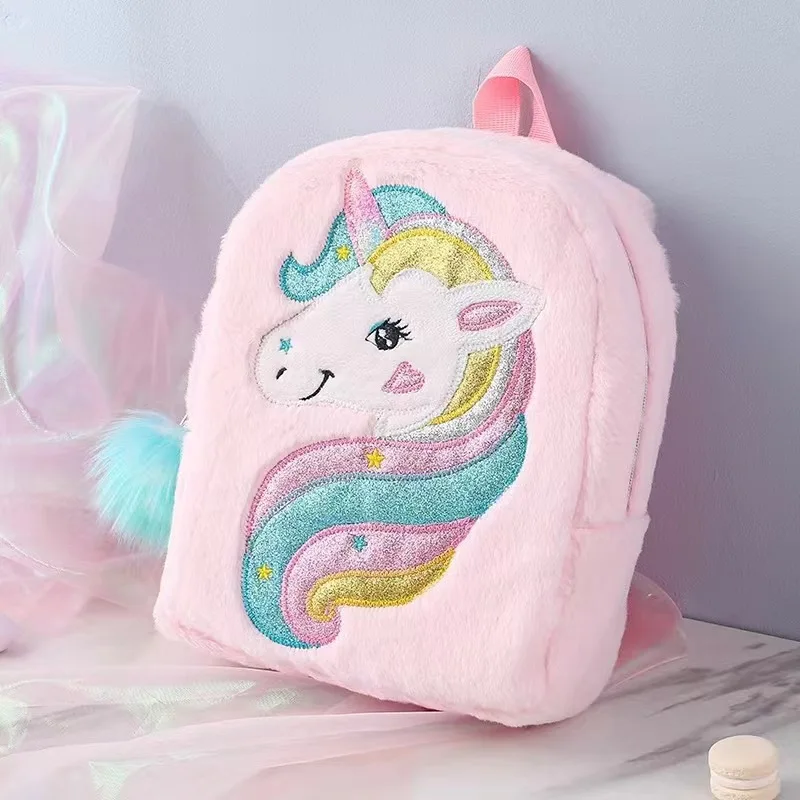 Sac à dos enfant licorne mode peluche rose pastel accessoires école filles jouets cadeau design unique
