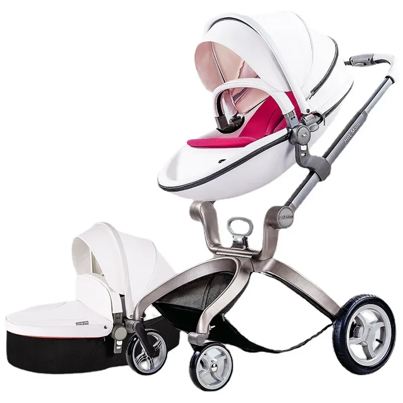 Poussette paysage haute Hotmom pliable légère bidirectionnelle pour bébé 04 ans 3 positions aluminium tissu sy