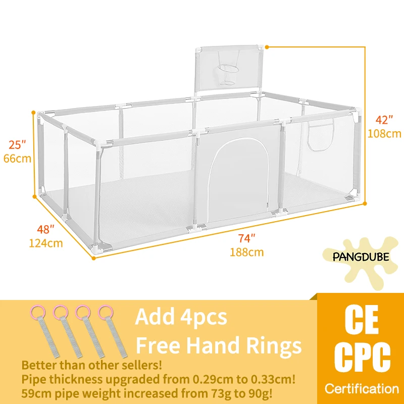 Parc pour bébés barrière de sécurité playpen rectangle en métal et mesh