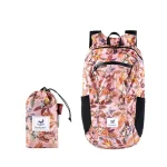 Sac à dos pliable ultraléger pour voyage et loisirs 24L rose pâle motifs floraux compact et résistant