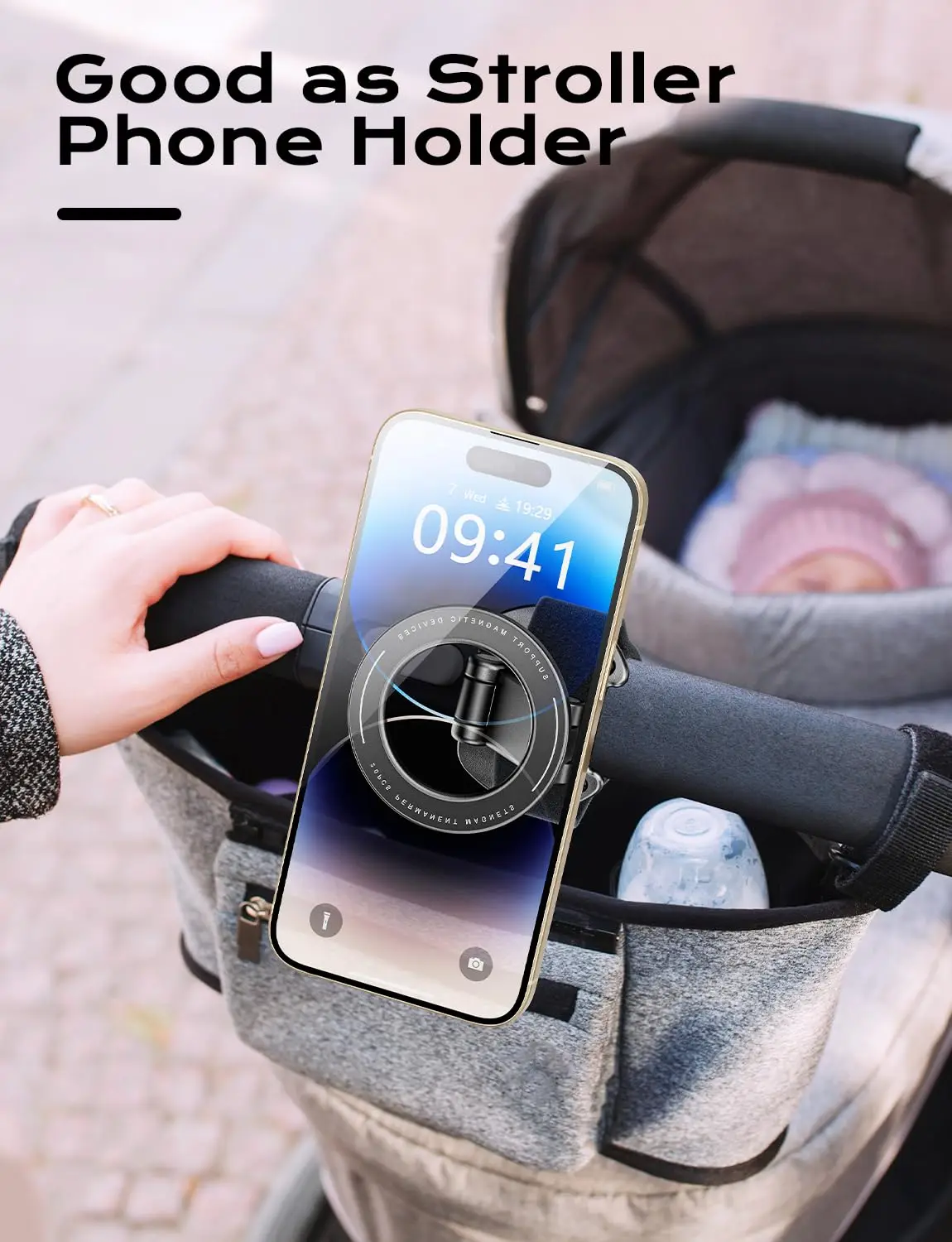 Support universel pour téléphone et bouteille d&rsquo;eau compatible poussette bébé vélo et fitness