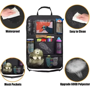 Organisateur de siège arrière de voiture multifonctionnel pour bébés avec 9 poches rangement et support tablette