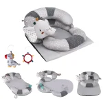 Tapis de jeu éducatif 3 en 1 bébé oreiller soutien détachable jouets en peluche portable antidérapant