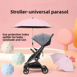 Parasol universel pour poussette bébé protection solaire et pluie trois plis 190T pongee facile à utiliser accessoires inclus