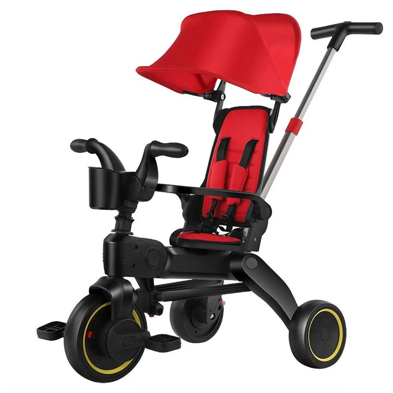 Accessoire roues poussette déambulateur en plastique noir jaune montage facile mobilité enfants adultes sécurisé durable