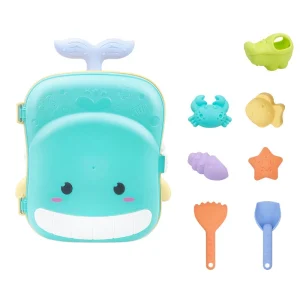 Jouet de plage en forme de baleine bleue avec accessoires pour enfants jeu d&rsquo;eau et de sable idéal pour les toutpetitsปลอด.Dispose